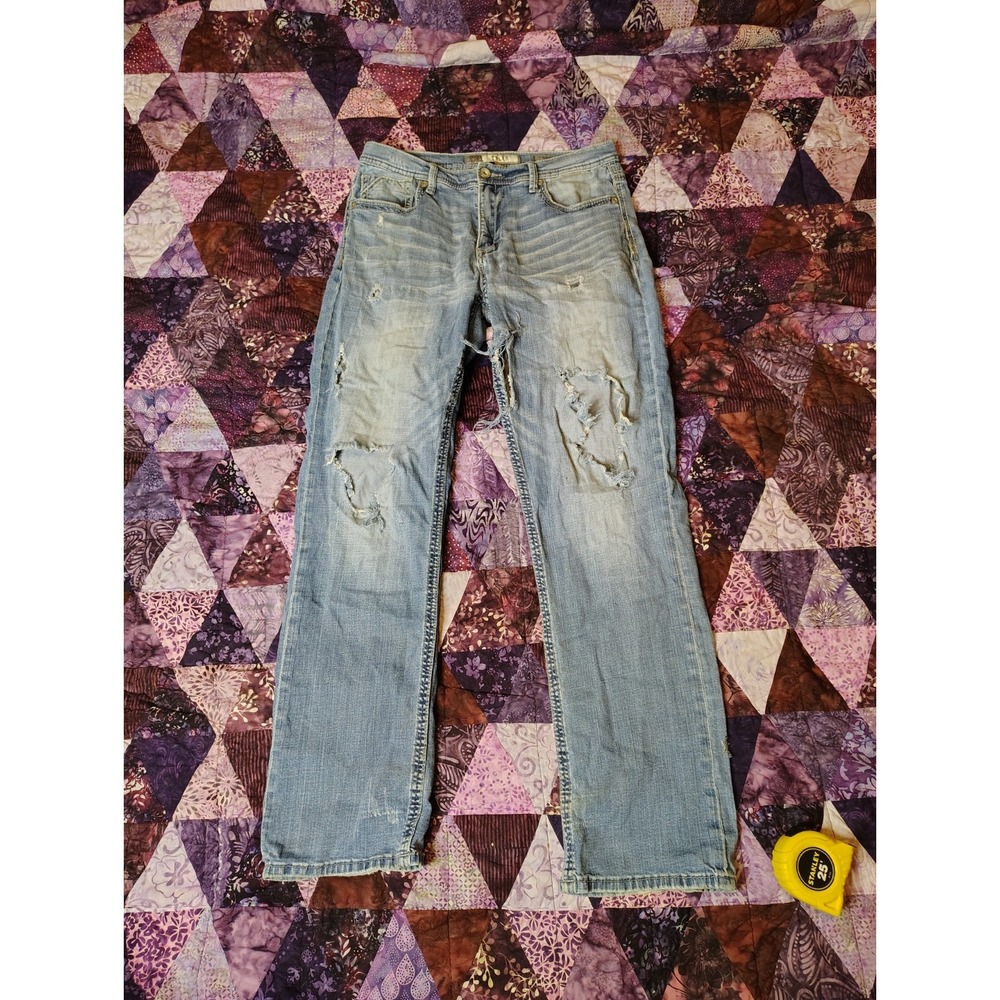 BKE Buckle‎ Tyler Straight Jeans Mens 33x32 Blue Stretch Light Workwear Western